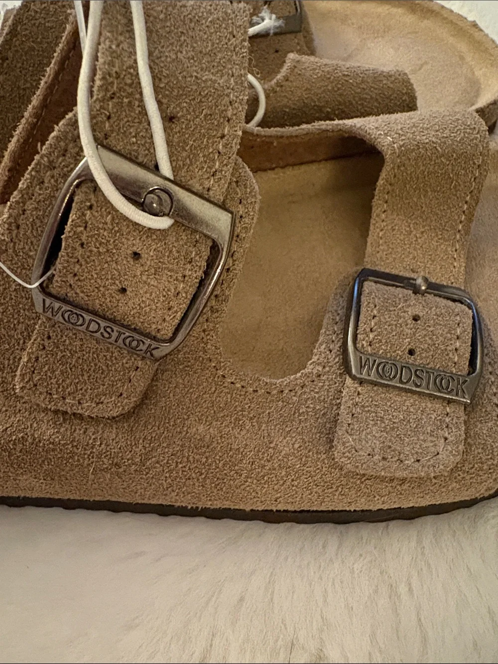 Woodstock Suede Sandals Neutral Taupe  Size: 6 unisex